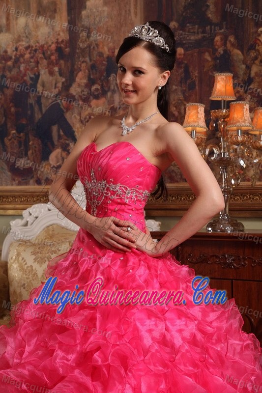 Delish Red Appliques Sweetheart Dress for a Quinceanera Ruffled Layers