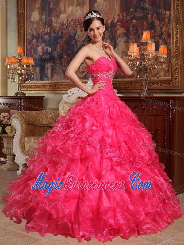 Delish Red Appliques Sweetheart Dress for a Quinceanera Ruffled Layers