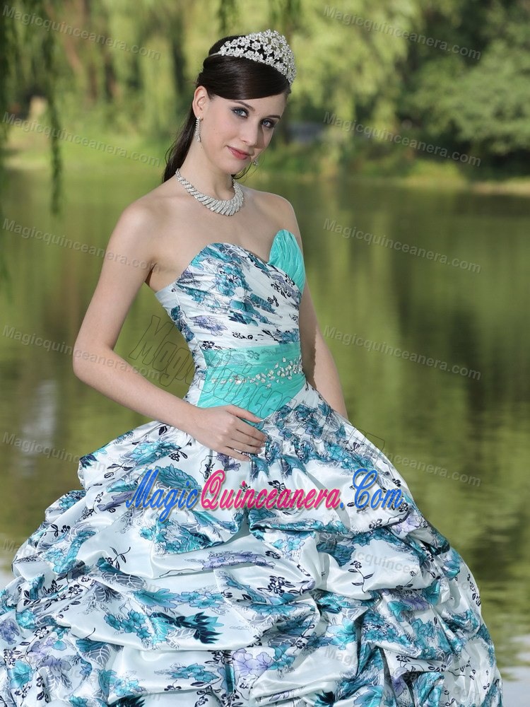 Colorful Sweetheart Pick Ups Printing Sweet 15 Dresses in Mint 2013