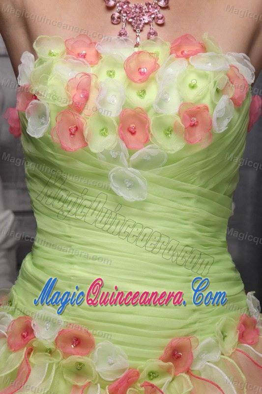 Strapless Multi-color Quinceanera Dress in Taffeta and Organza with Ruffles