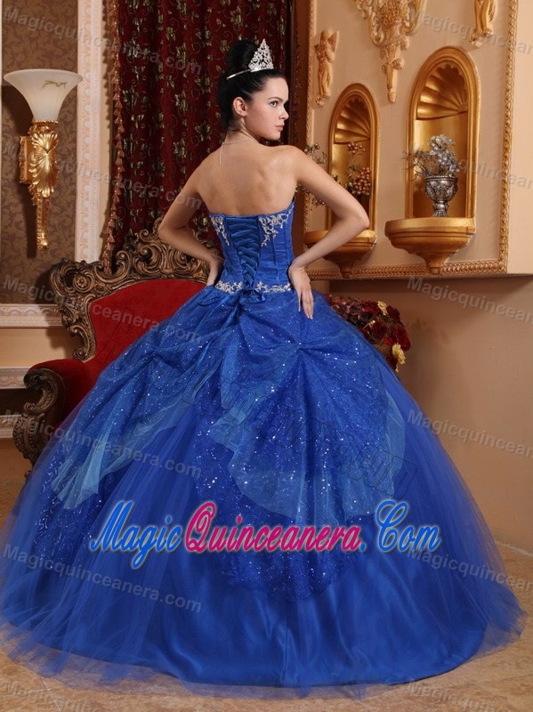 Sweetheart Blue Quinceanera Dress with Beading and Layers by Shinning Fabric