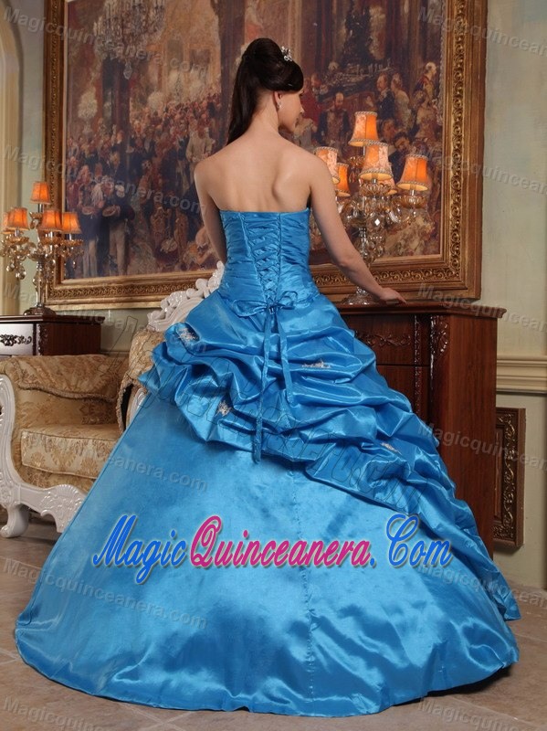 Beaded Sweetheart Blue Quinceanera Dress with an Asymmetric Ruched Layer