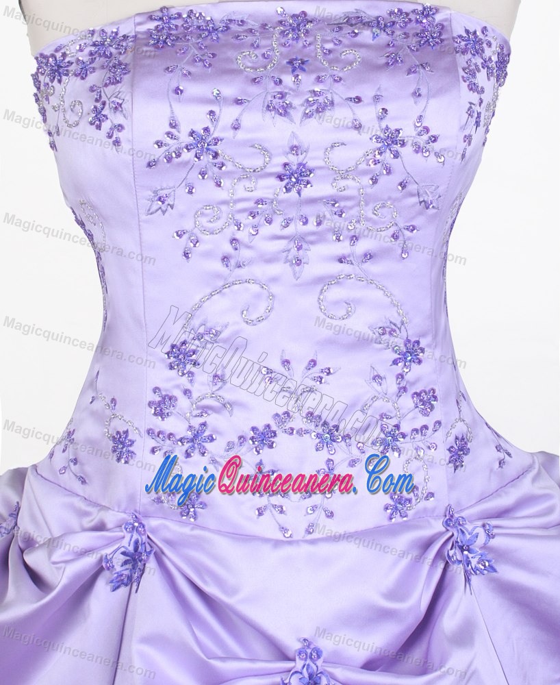 Lilac Little Girl Pageant Dress Embroidery with Beading Decorate