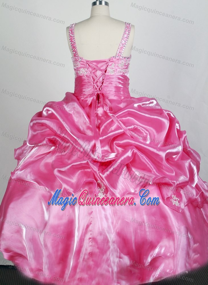 Pick-ups and Appliques for Lovely Rose Pink Girls Pageant Dresses