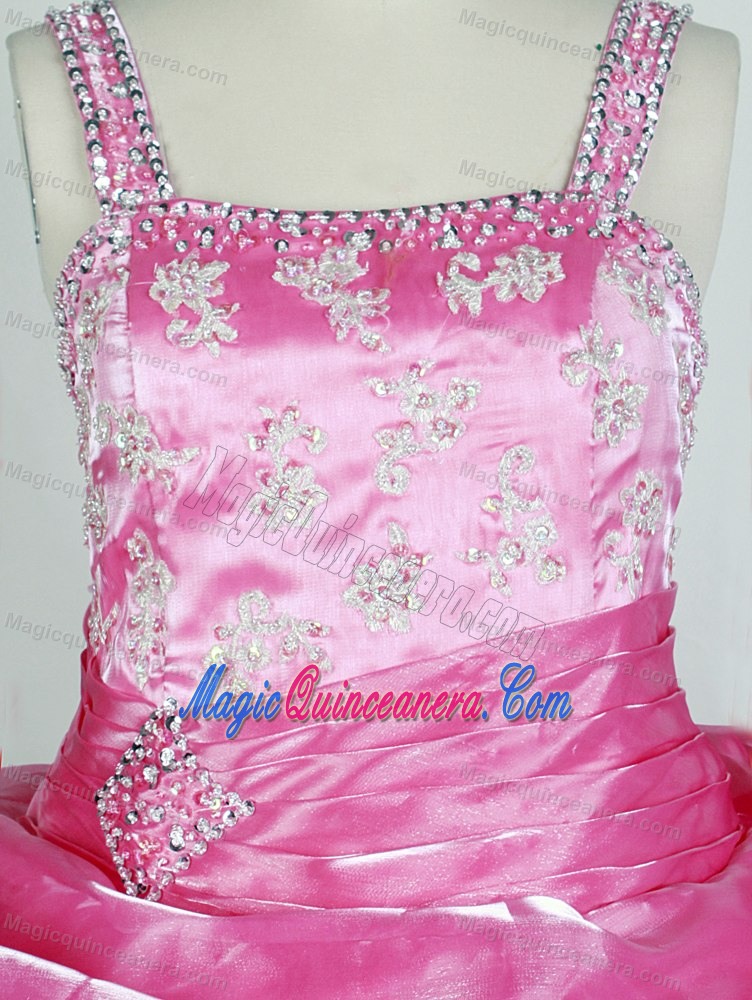 Pick-ups and Appliques for Lovely Rose Pink Girls Pageant Dresses