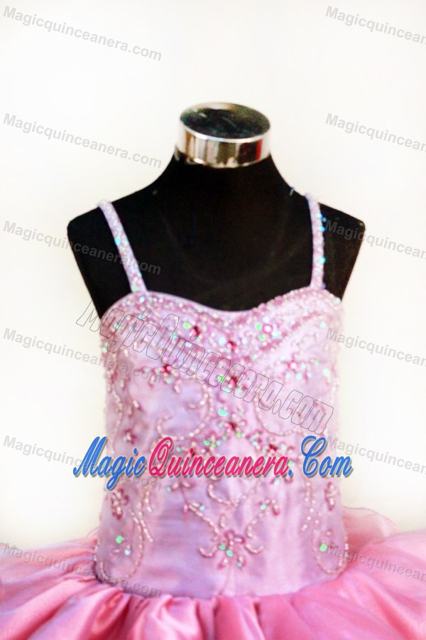 Colorful Straps Layers Girls Pageant Dress With Appliques and Beading