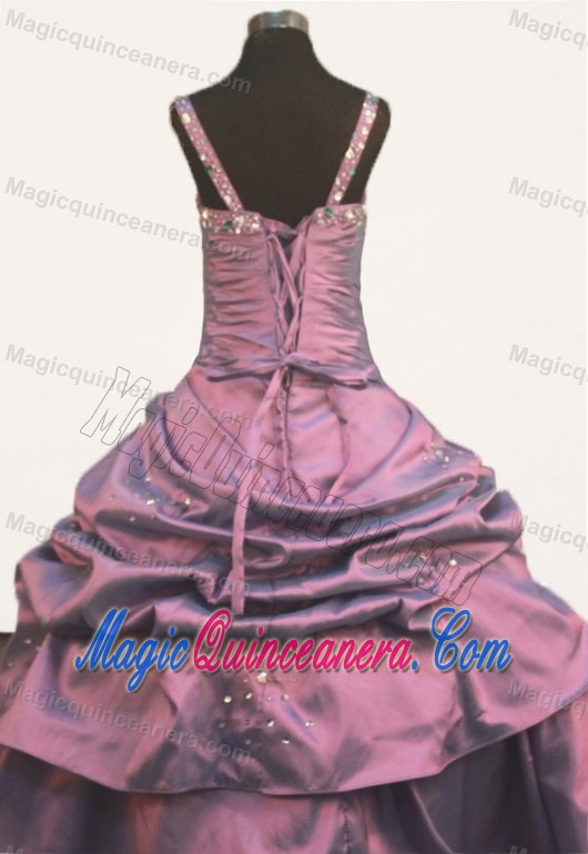 Purple A-line Beading Pick-ups Straps Glitz Pageant Dresses in Atlanta