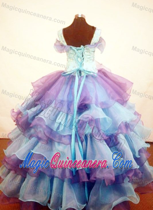 Multi-color Straps Ruffles Organza Little Girl Pageant Dress In 2013