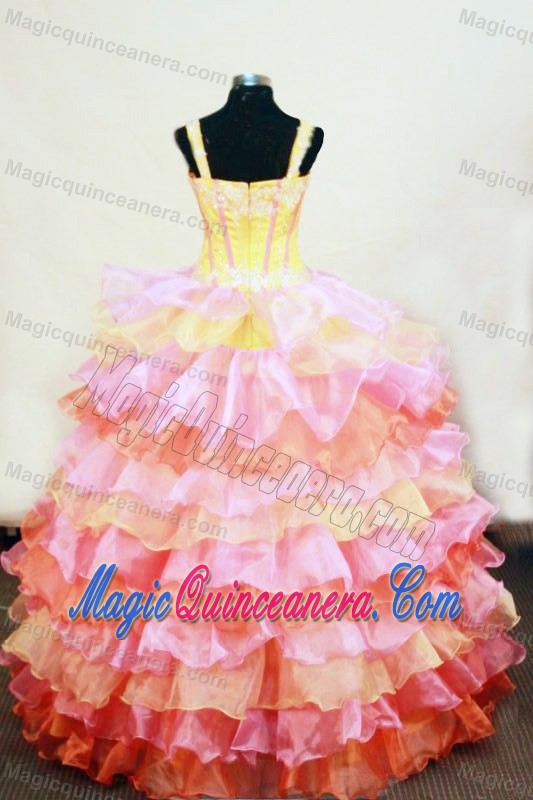 Two-toned Ruffles Straps Kids Pageant Gowns Beaded 2013