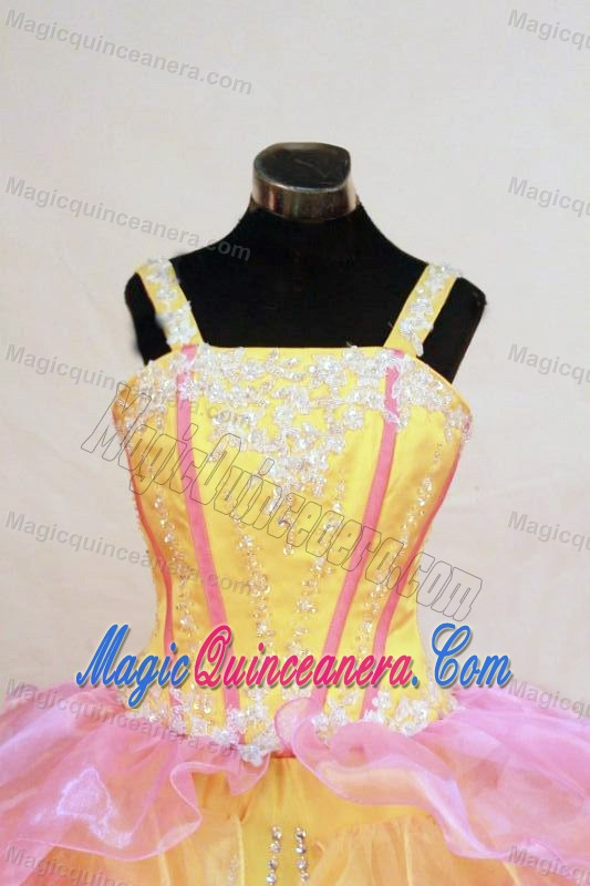 Two-toned Ruffles Straps Kids Pageant Gowns Beaded 2013