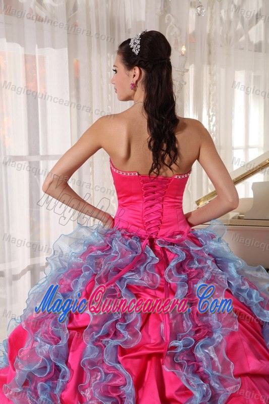 Ruffled Blue and Hot Pink Dresses 15 with Beading and Ruches 2013