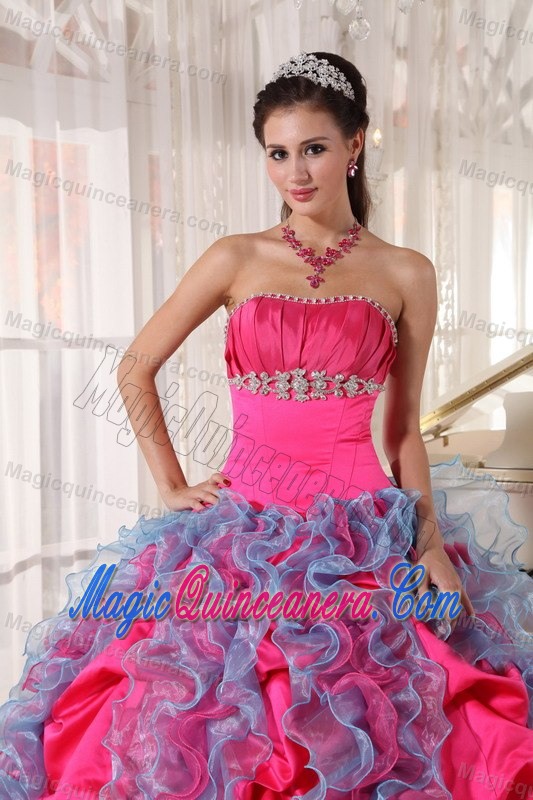 Ruffled Blue and Hot Pink Dresses 15 with Beading and Ruches 2013