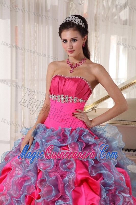 Ruffled Blue and Hot Pink Dresses 15 with Beading and Ruches 2013