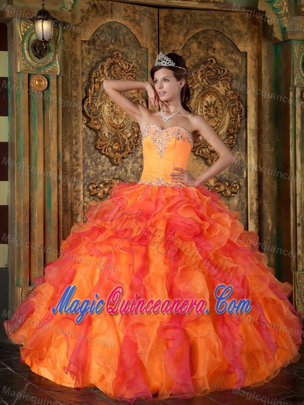 2013 Colorful Organza Sweet Sixteen Dresses with Ruffles and Beading