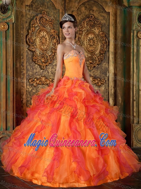 2013 Colorful Organza Sweet Sixteen Dresses with Ruffles and Beading