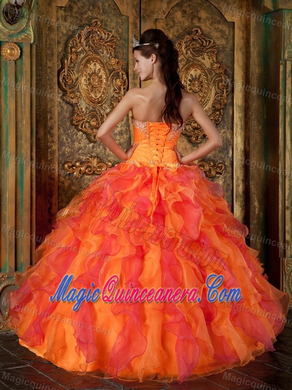 2013 Colorful Organza Sweet Sixteen Dresses with Ruffles and Beading