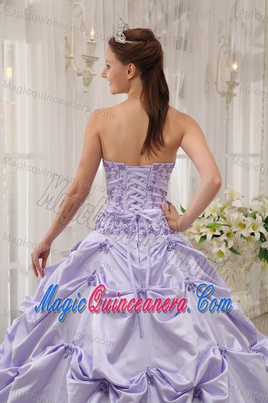 Pick ups and Embroidery Accent Quinceanera Gown Dresses in Lilac