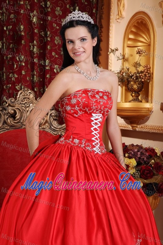 Brand New Strapless Embroidery Floor-length Dress for Quince