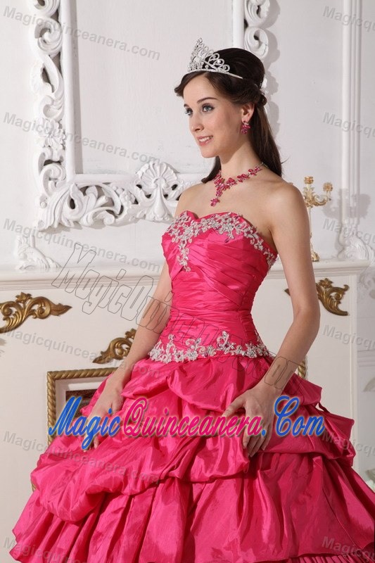 Appliqued Pick Ups Hot Pink Sweet 15/16 Birthday Dress 2014