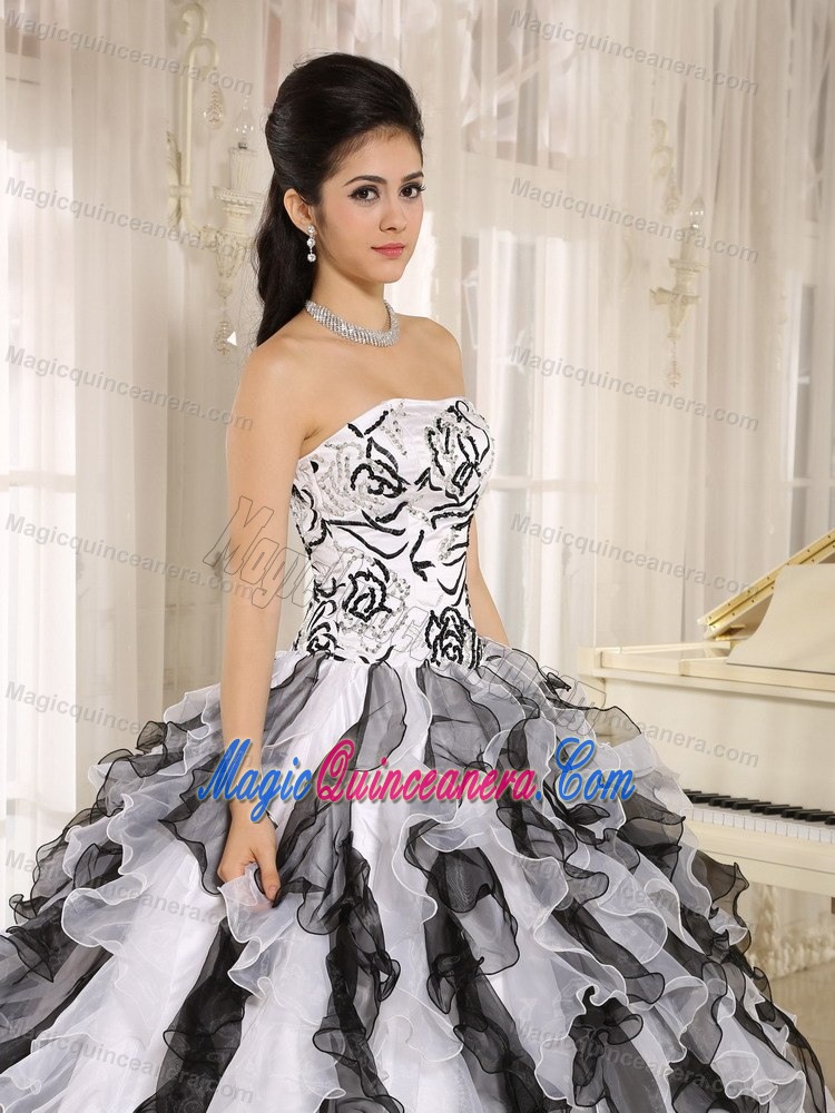 Two-toned Ruffled Embroidery Quinceanera Gown Dress on Sale