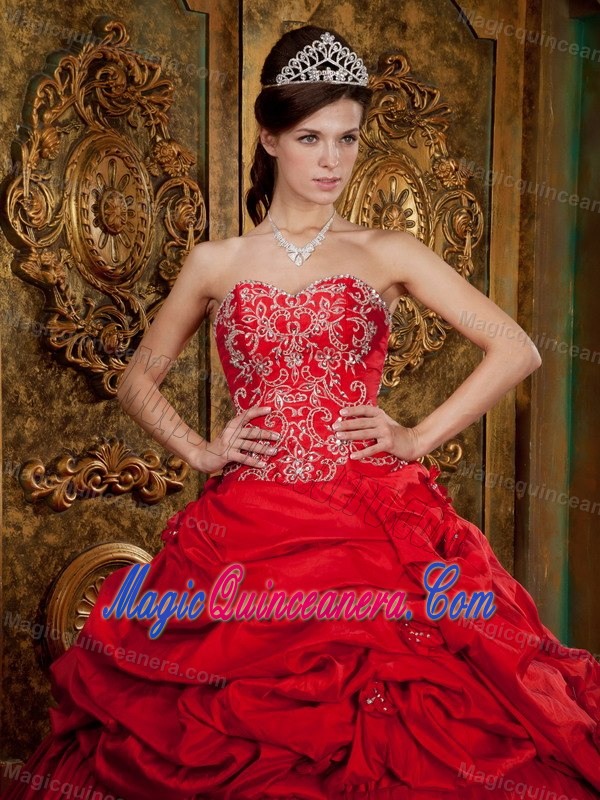 Brand New Stylish Sweetheart Pick Ups Red Quinceanera Dress