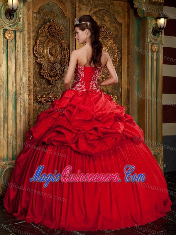 Brand New Stylish Sweetheart Pick Ups Red Quinceanera Dress