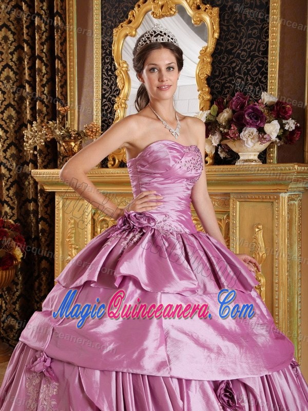 Lavender Flowers Appliqued Quinceanera Gown Dress in Zacapa