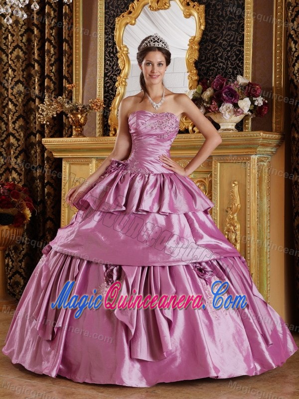 Lavender Flowers Appliqued Quinceanera Gown Dress in Zacapa