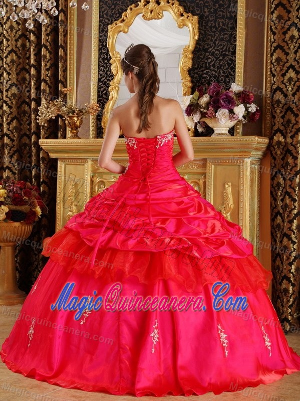 Appliqued Beaded Red Dress for Sweet 15 in Antigua Guatemala