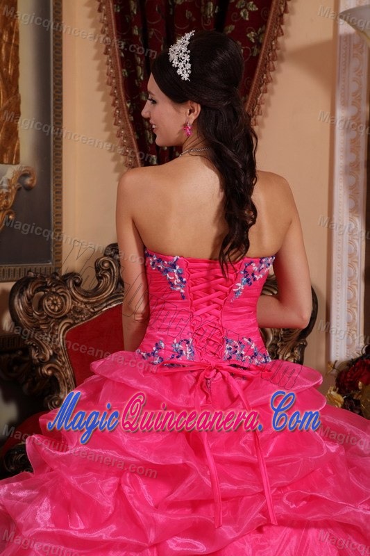 Fast Shipping Beaded Strapless Rose Pink Quinceanera Dress