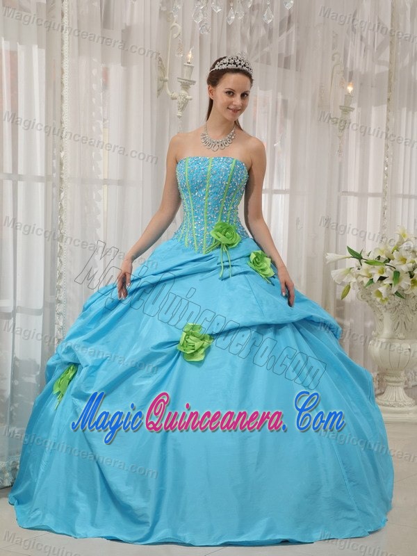 Fast Shipping Strapless Beaded Flowers Dresses for Sweet 16