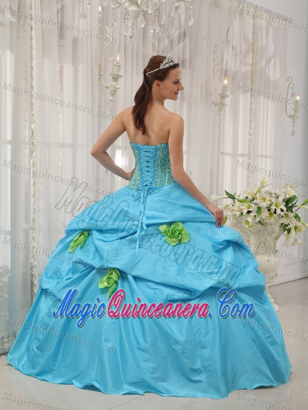 Fast Shipping Strapless Beaded Flowers Dresses for Sweet 16