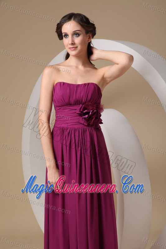 Violet Red Strapless Floor-length Chiffon Dress for Damas in Dunedin