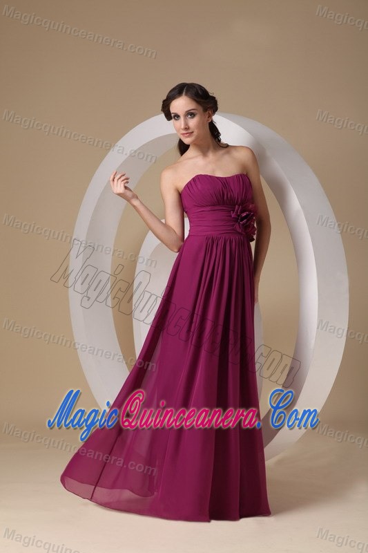 Violet Red Strapless Floor-length Chiffon Dress for Damas in Dunedin