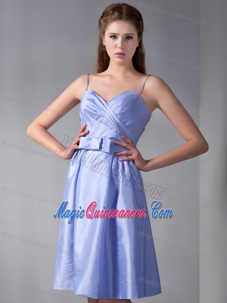 Lilac Spaghetti Straps Knee-length Taffeta Dama Dresses in Wokingham