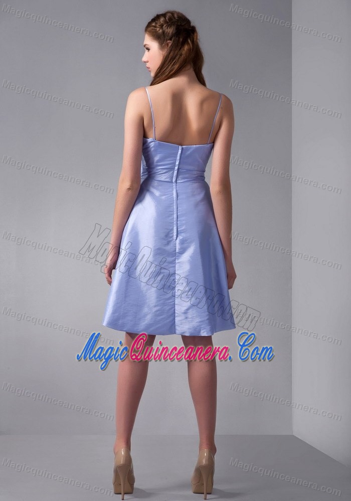 Lilac Spaghetti Straps Knee-length Taffeta Dama Dresses in Wokingham