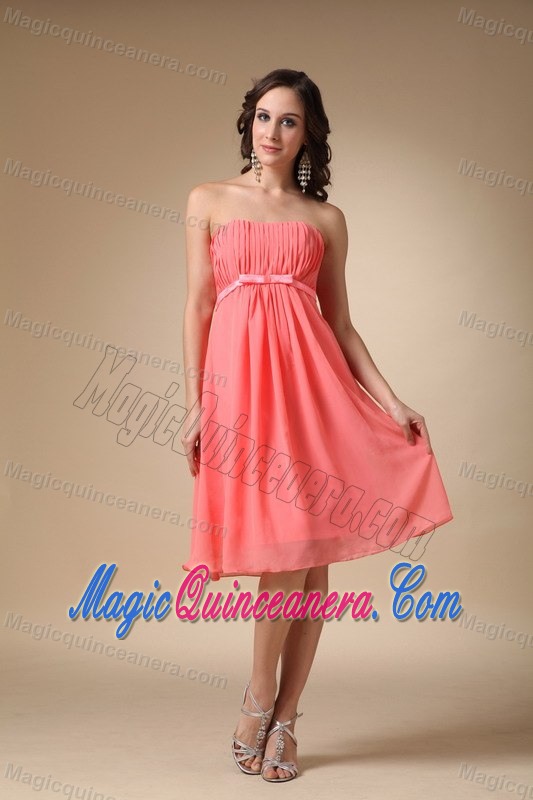 Watermelon Red Strapless Empire Chiffon Dama Dress in Wokingham