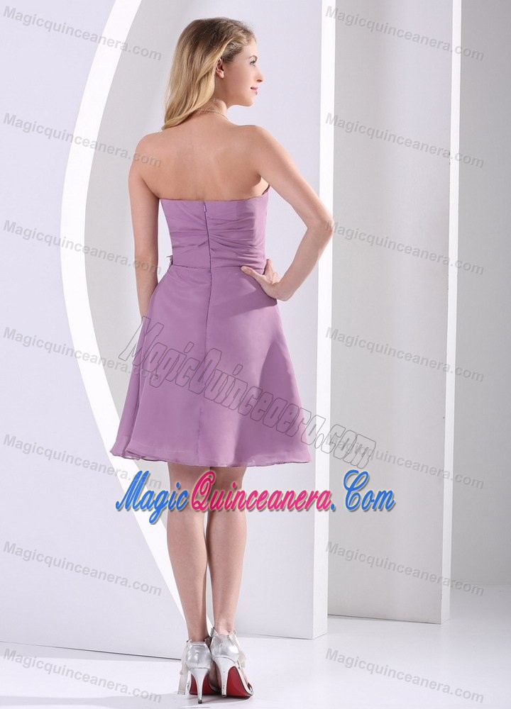 Cheap Purple Strapless Knee-length Chiffon Dama Dresses in London