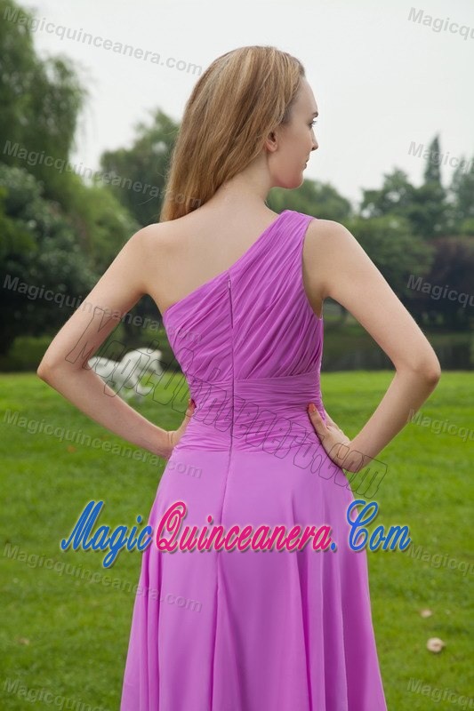 Lavender One Shoulder Dama Dresses for Quinceanera with Ruches Sash