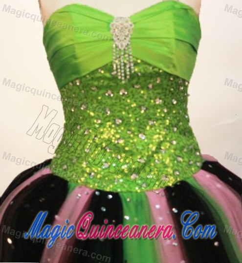 Strapless Multi-colored Sequined Dresses For a Quince 2013