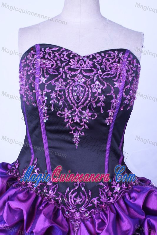 Embroidery Pick-ups Purple Sweetheart Quinceanera Dress