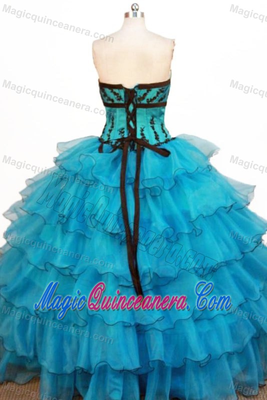 Layered Strapless Organza Teal Dresses For 15 in Cheshire