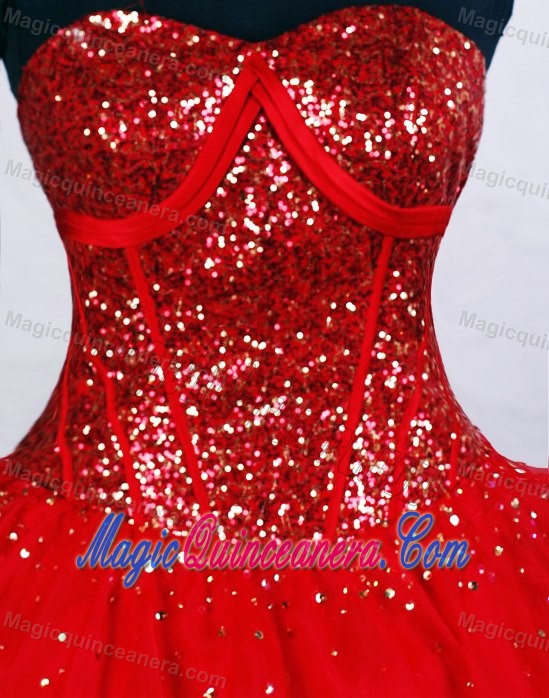 Paillette Red Cheap Sweet Sixteen Quinceanera Dresses in Quebec