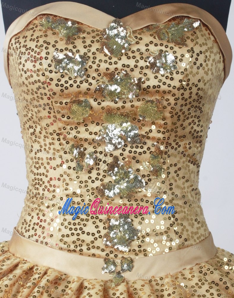 Paillette Gold Beading Fashionable Quinceanera Dress in Hamilton