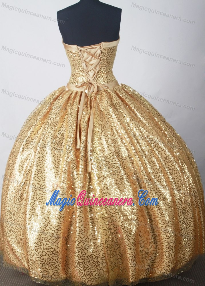 Paillette Gold Beading Fashionable Quinceanera Dress in Hamilton