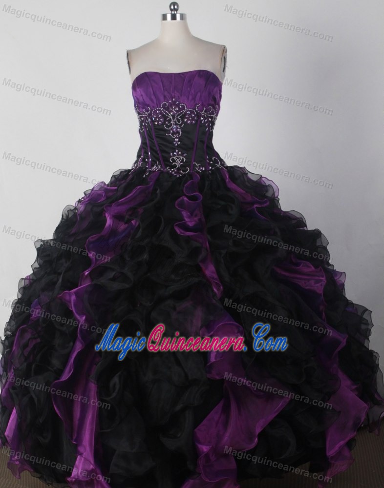 purple and black quinceanera dresses