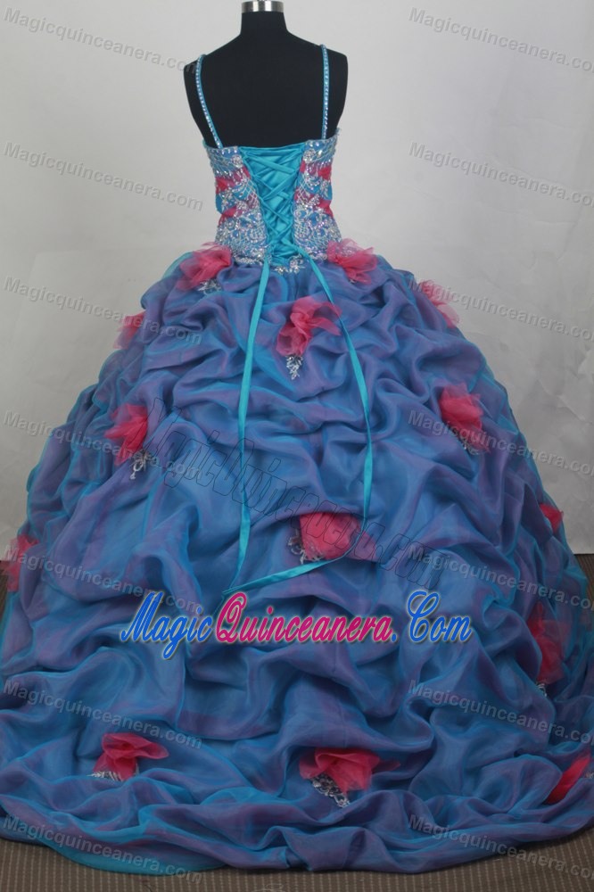 Appliques Beaded Pick-ups Quinceanera Dress with Spaghetti Straps