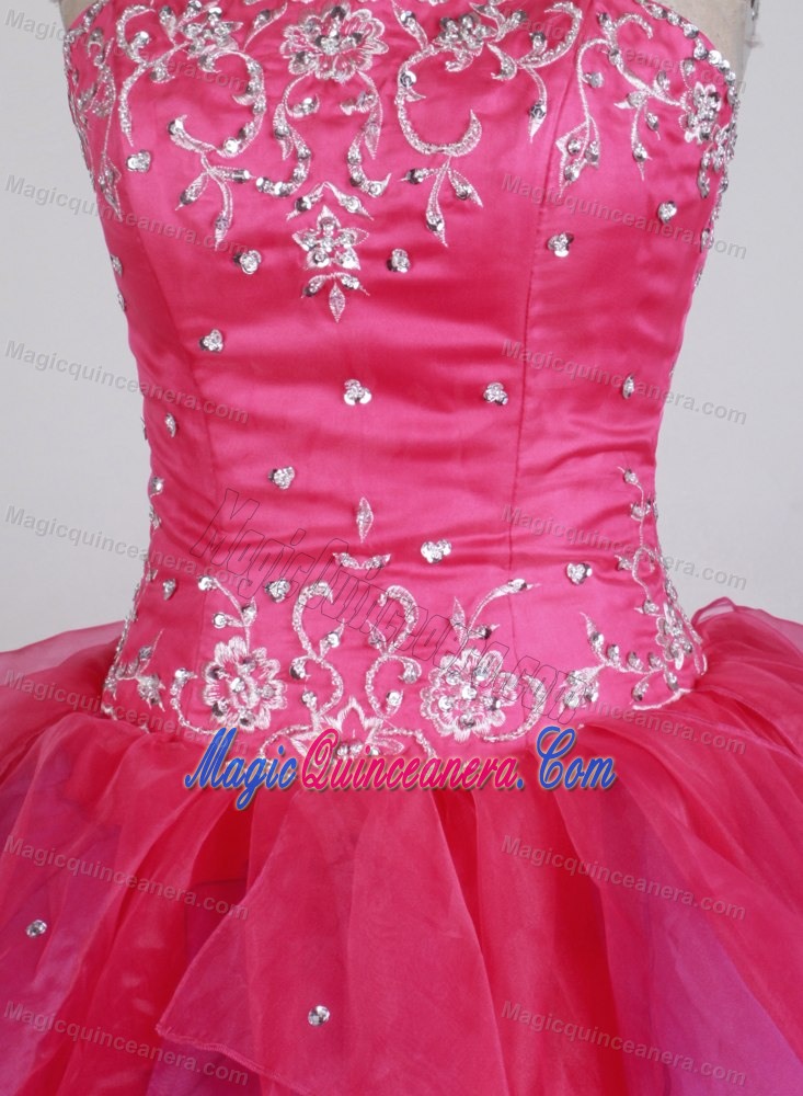 Multi-colored Appliques Ruffled Sweet 16 Dresses for Quinceanera