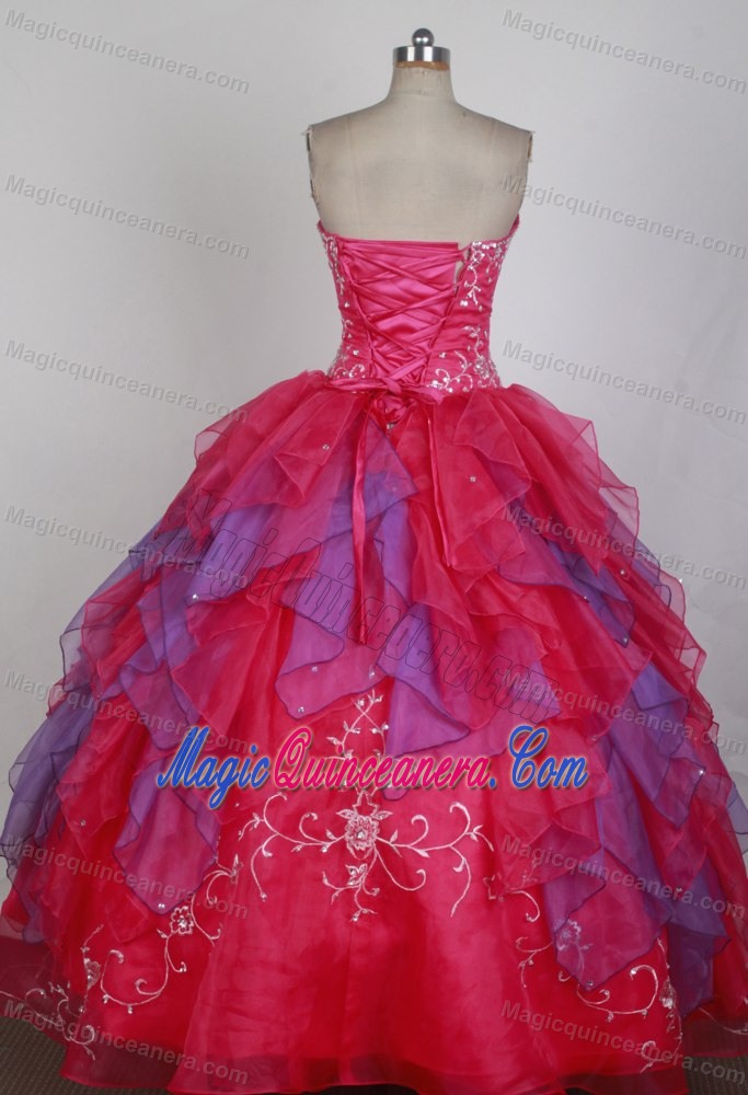 Multi-colored Appliques Ruffled Sweet 16 Dresses for Quinceanera