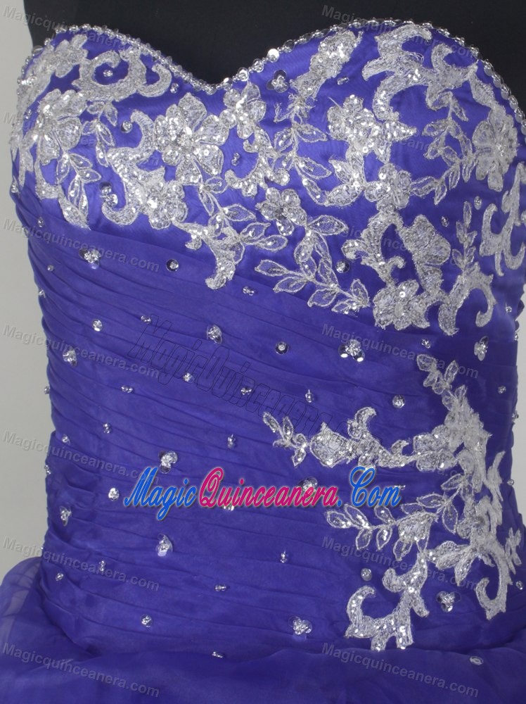 Layered Purple Appliques Ruching Quinceanera Dress in Caloundra